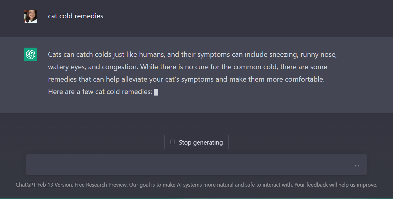 Cat Cold Remedy Prompt in ChatGPT