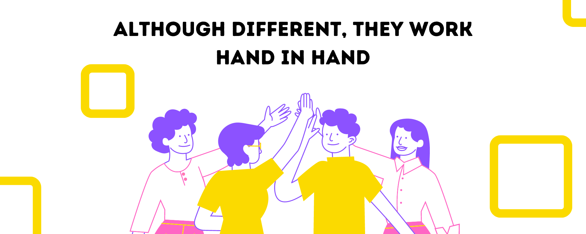 Four people giving each other high fives